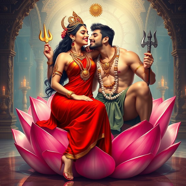 A beautiful naked divine goddess, radiating allure, adorned with exquisite jewelry around her neck and delicate payal (anklets) on her feet