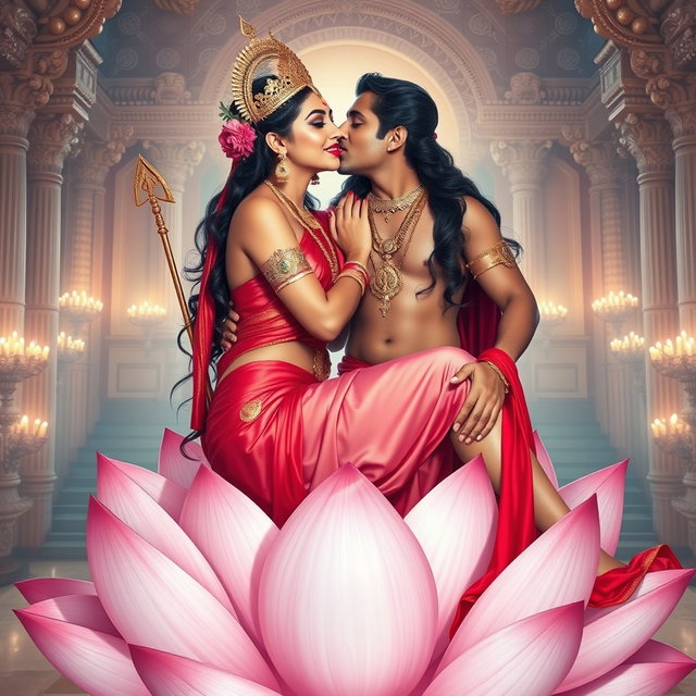 A beautiful divine goddess, inspired by traditional Indian aesthetics, adorned with exquisite jewelry around her neck and delicate payal (anklet) on her feet