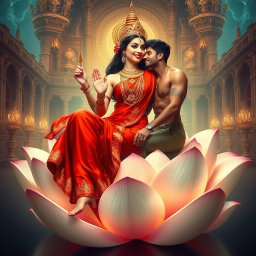 A stunning divine goddess embodying beauty and grace, adorned with exquisite jewelry around her neck and delicate payal on her feet
