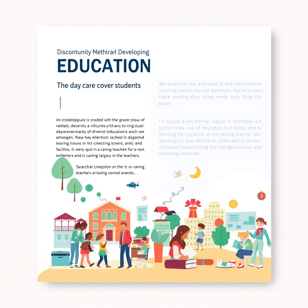 A comprehensive book cover design that discusses education, its development, and care for students