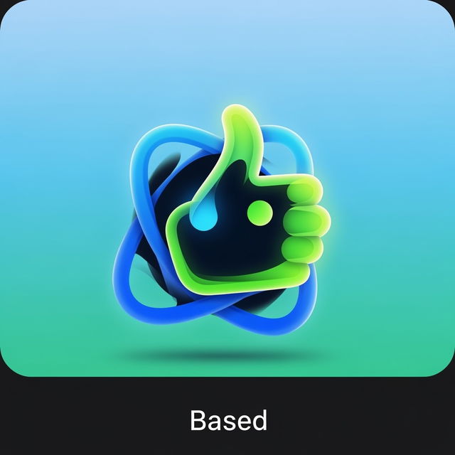 An artistic representation of a unique and creative react icon designed to embody the essence of the word "Based"