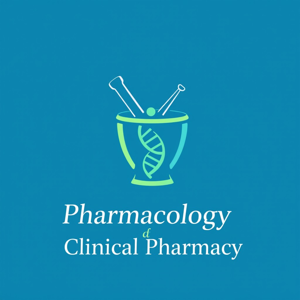 A modern and professional logo design representing pharmacology and clinical pharmacy