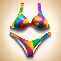 A digital art image of a tastefully designed bikini, radiating with vibrant colors under a hot sun