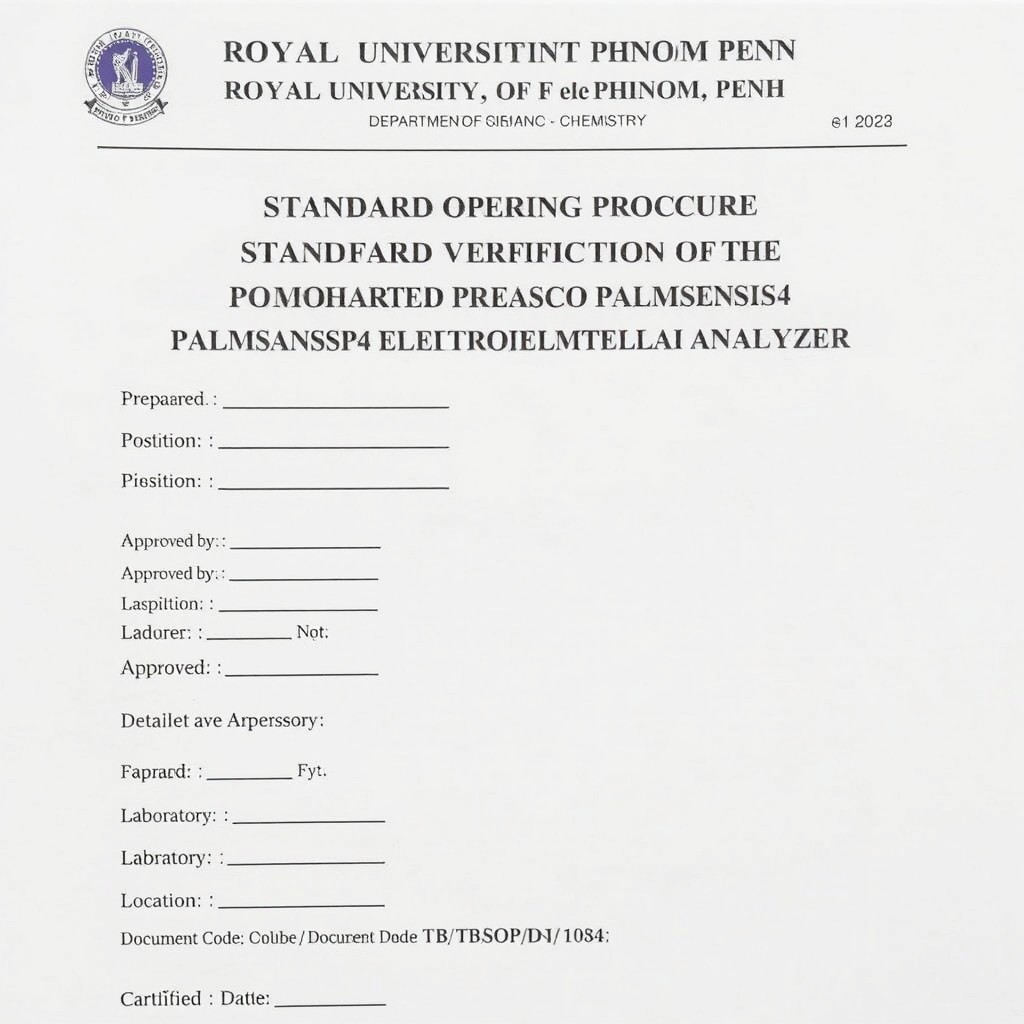 A detailed and formal Standard Operating Procedure (SOP) document for the Performance Verification of the Palmsens4 Electrochemical Analyzer