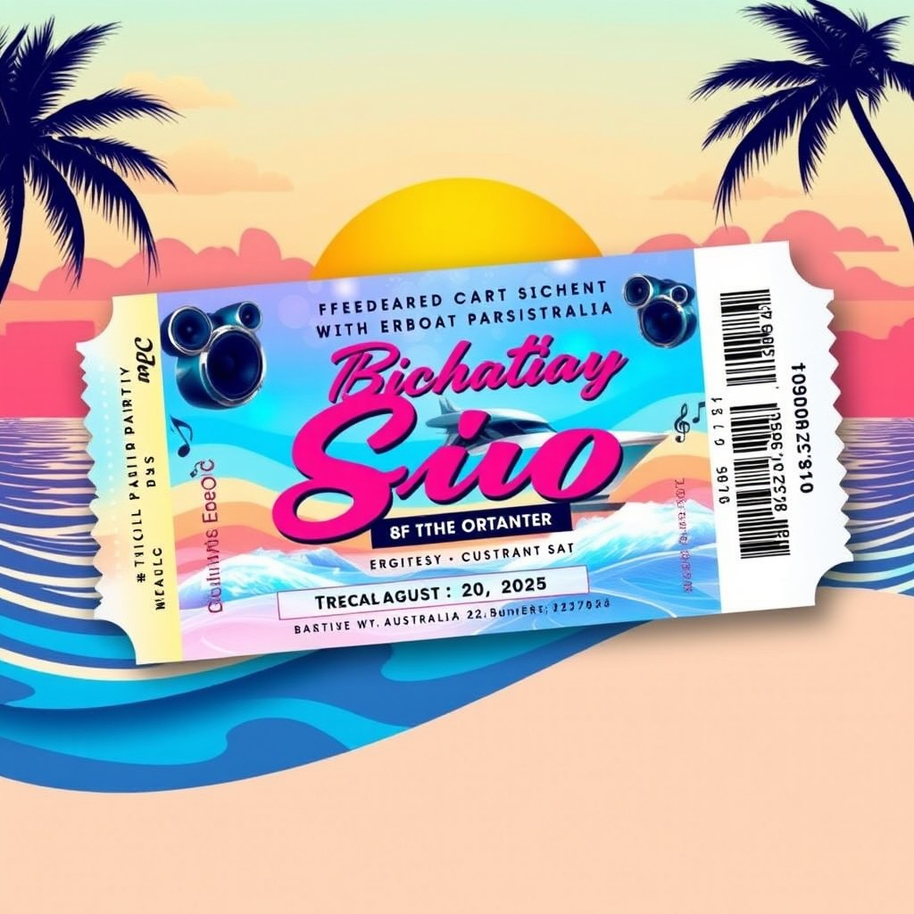 Design a vibrant and eye-catching Rnb boat party concert ticket featuring the artist Nicholas Sio