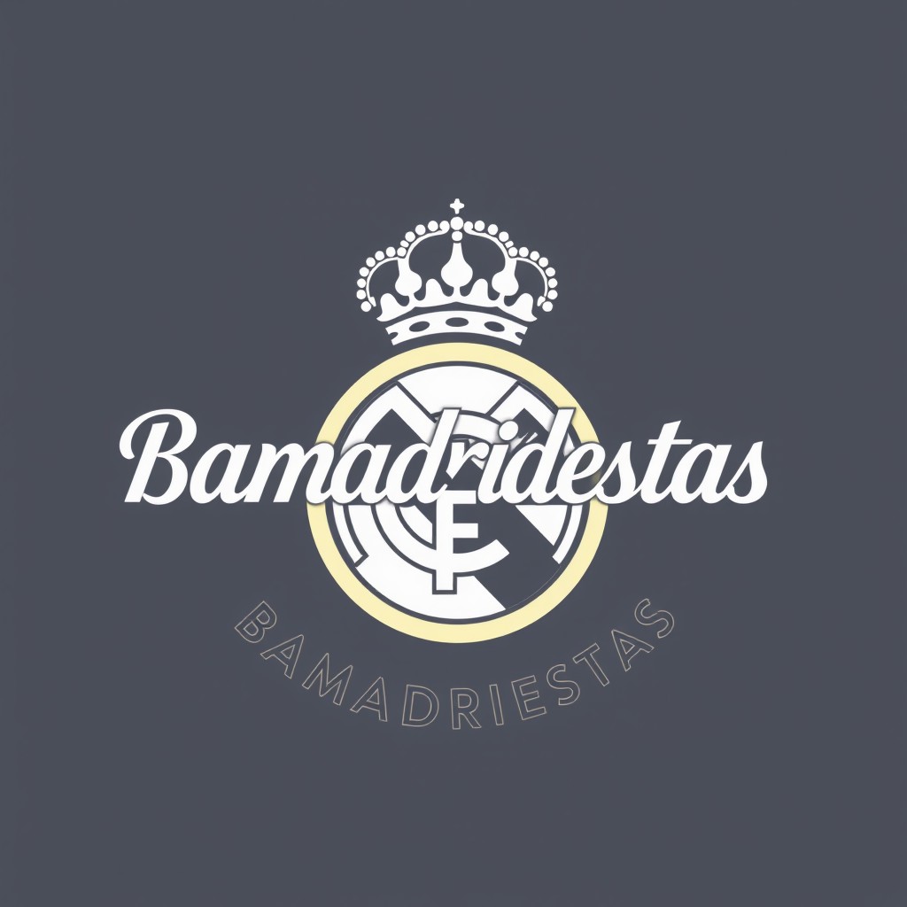 A logo design inspired by the Real Madrid logo, featuring the name 'Bamadridestas' in a stylish font