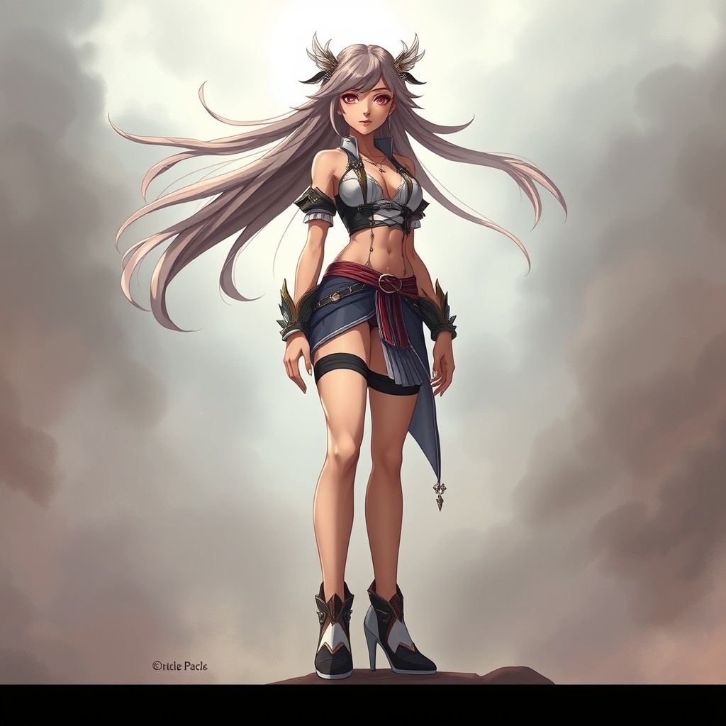 A towering girl with a striking presence, showcasing her impressive height and strong physique