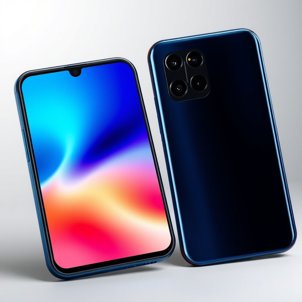 A sleek, modern mobile phone, displayed at a slight angle to showcase its elegant design