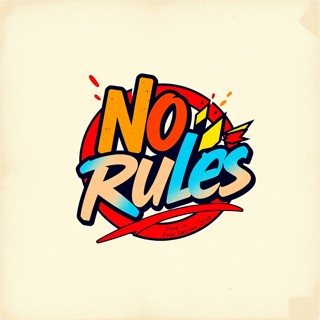 A creative and dynamic logo design that encapsulates the phrase 'No Rules'