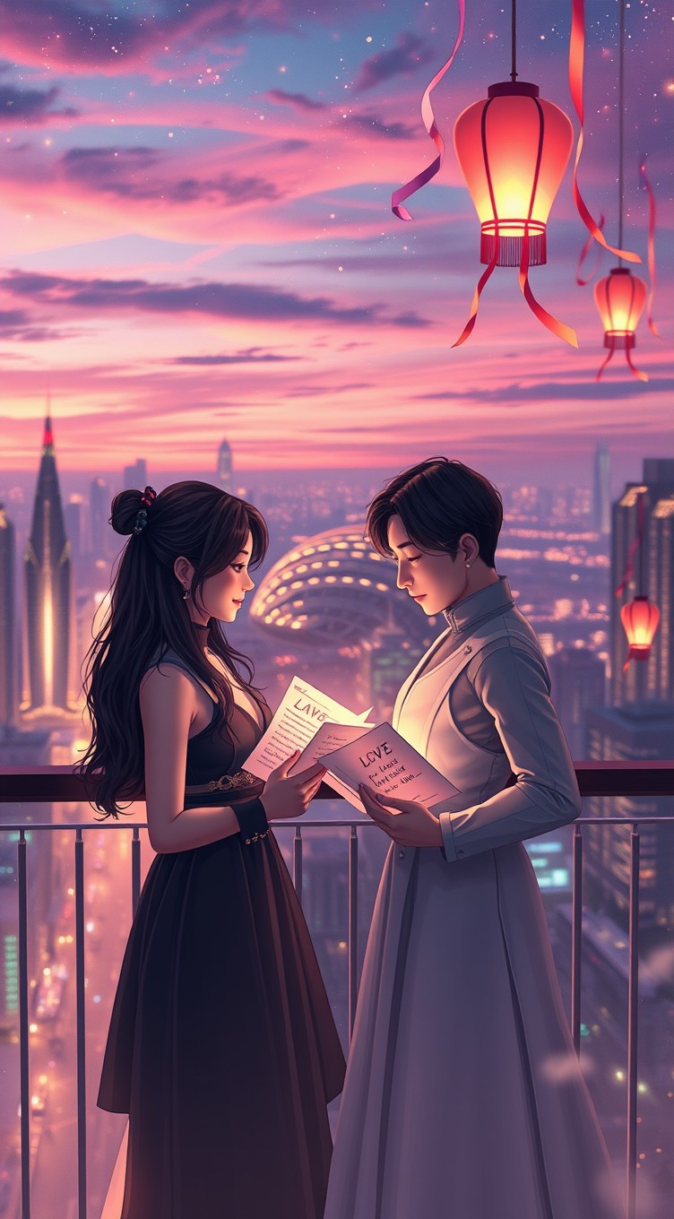 A deeply romantic and ethereal scene titled 'Love Letters From Tomorrow'