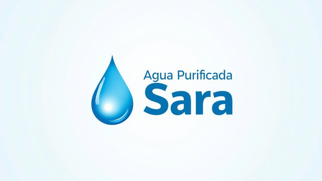 A logo design for a purified water vending machine featuring the brand name 'Agua Purificada Sara'