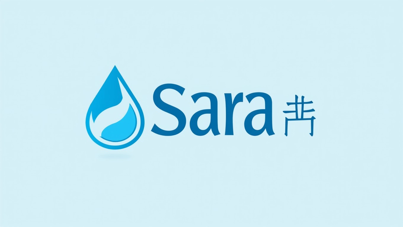A sleek and modern logo design for a purified water vending machine, featuring the text 'Agua purificada Sara'