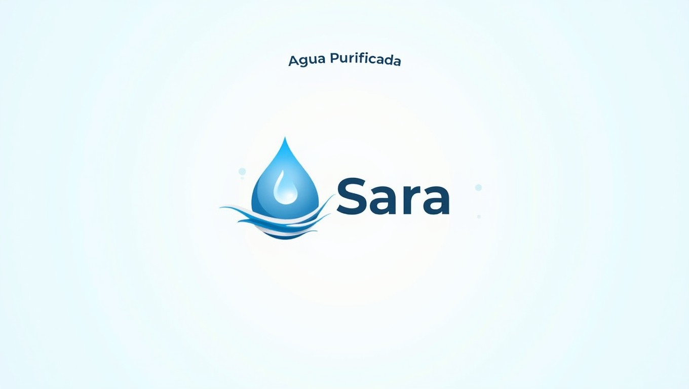 A premium logo design for a purified water vending machine that conveys quality, purity, and consumer trust, featuring the text 'Agua Purificada Sara'