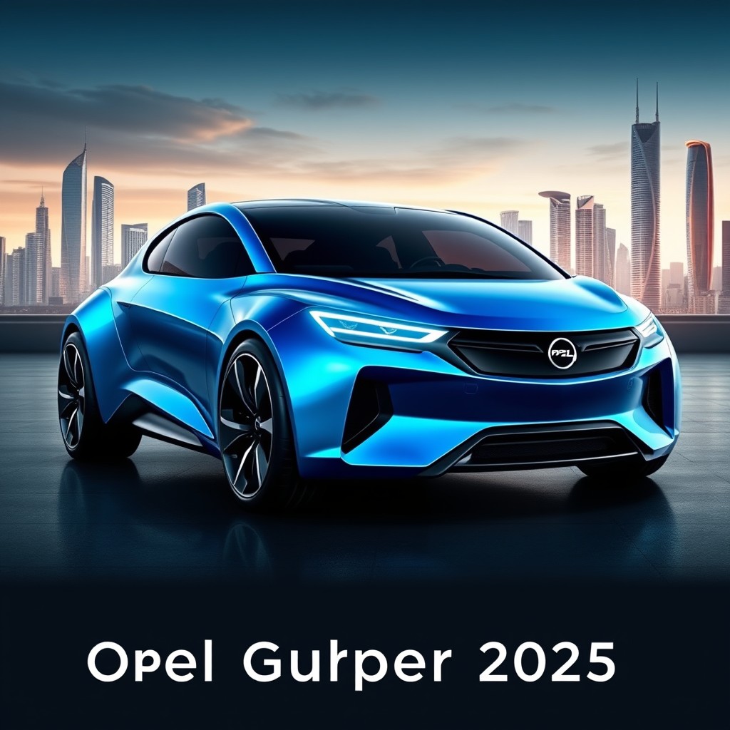 A sleek and futuristic concept car design for the 'Opel Gulper 2025', showcasing innovative features and a bold aesthetic