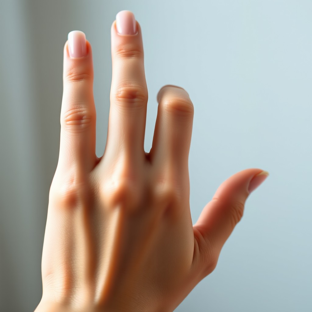 A close-up of a woman's hand featuring six well-defined fingers
