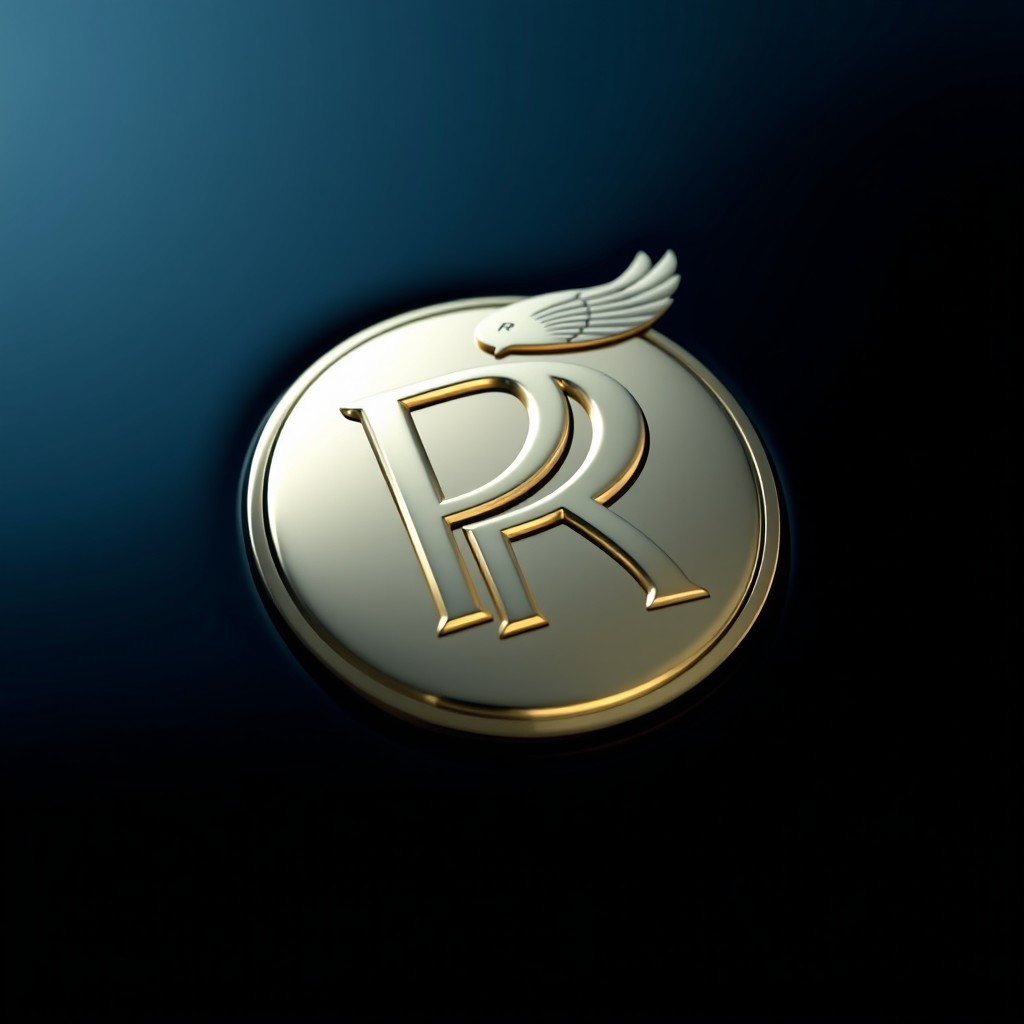 A luxurious logo design featuring an elegant spirit figure reminiscent of the Spirit of Ecstasy, representing sophistication and opulence