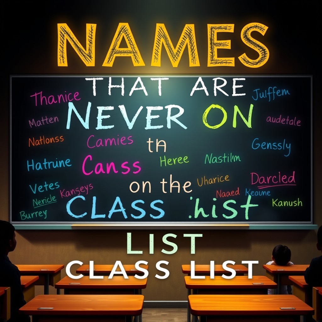 A visually striking cover design for a book titled 'NAMES THAT ARE NEVER ON THE CLASS LIST'
