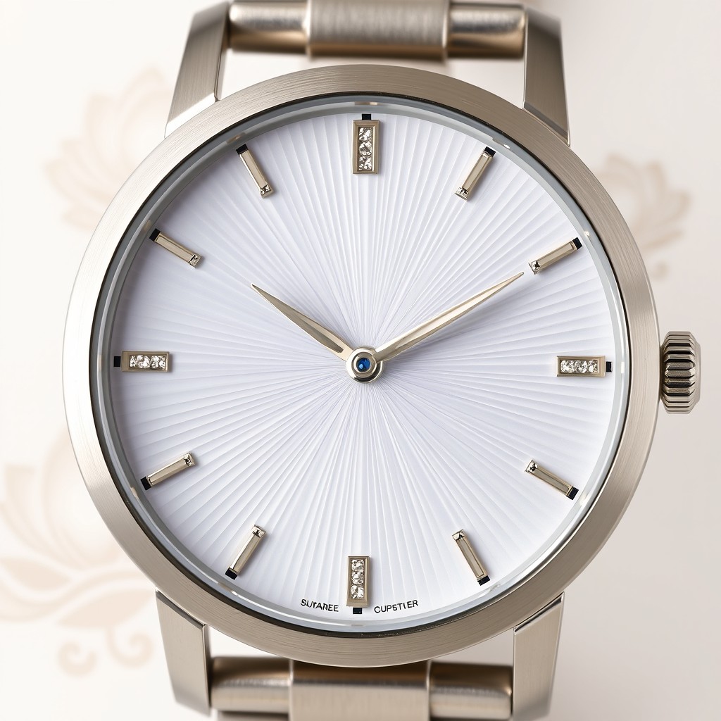 A beautifully designed unisex watch dial that radiates modernity and elegance, featuring a pastel-tone main color of matte lavender, aqua blue, or sand beige with a focus on minimalist aesthetics