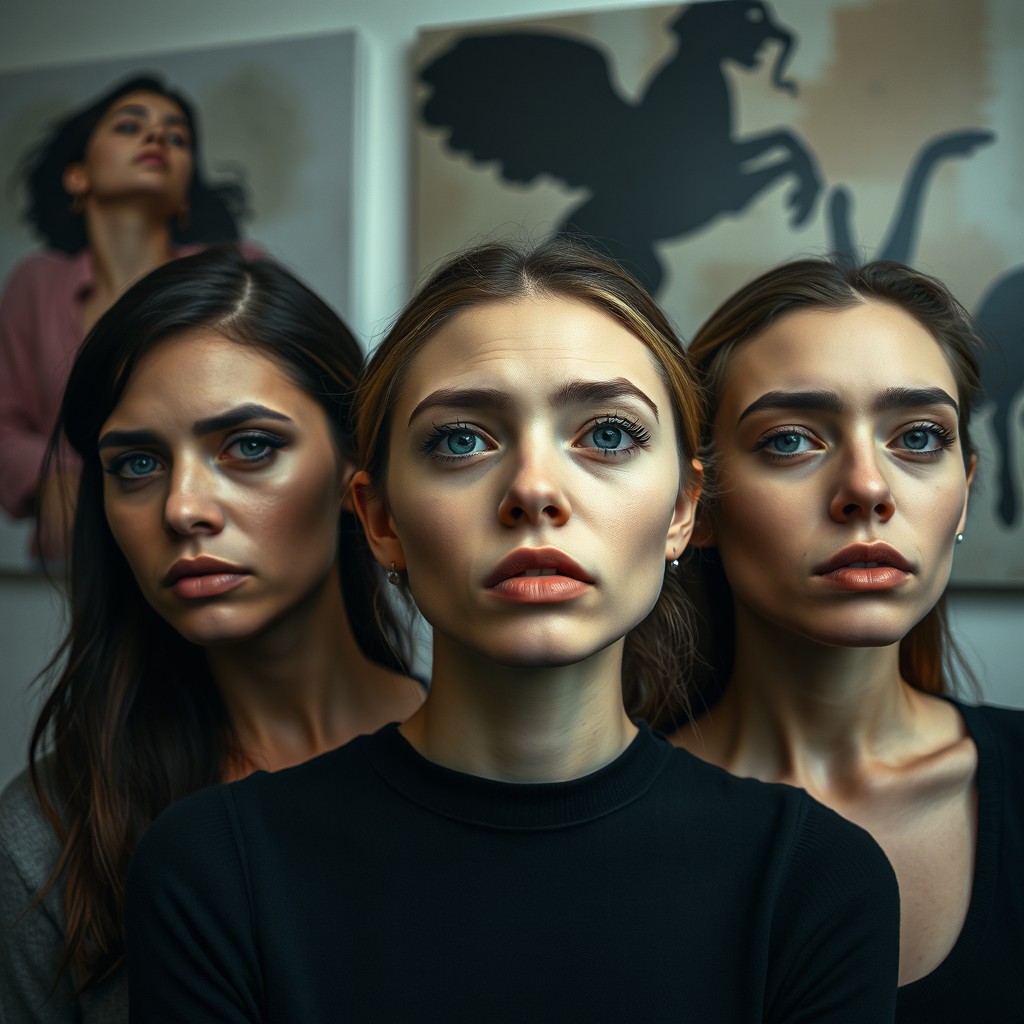 A somber yet artistic portrayal of young women who have undergone unsuccessful plastic surgery