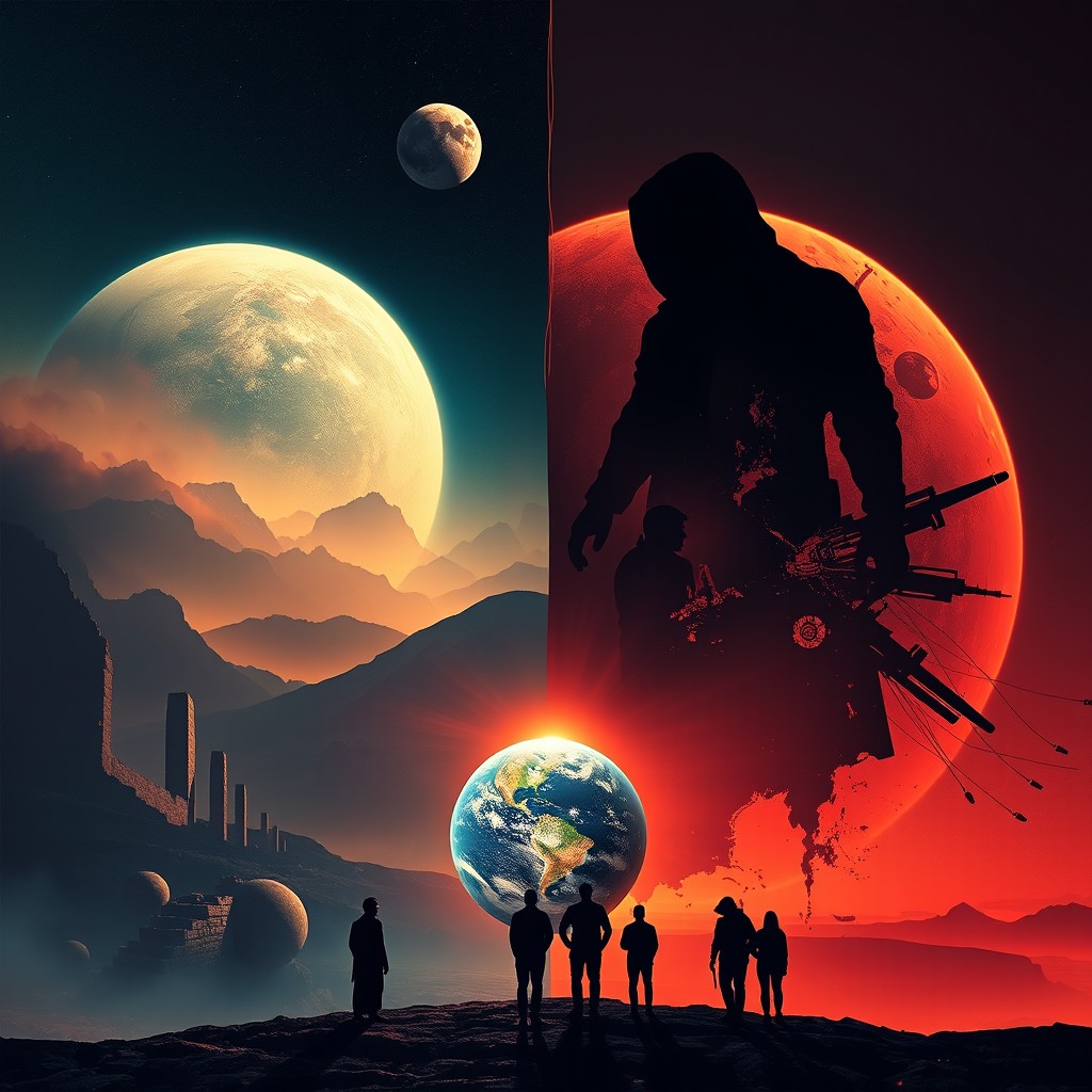 A visually divided image symbolizing the conflict between two versions of events