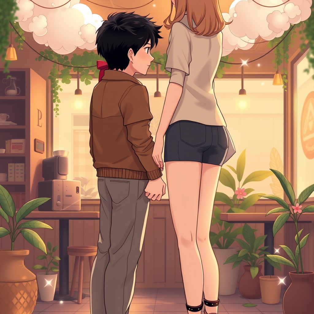 A charming book cover for a fanfic titled 'Café do Destino'