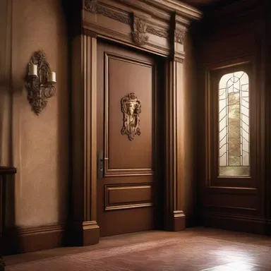 In the movie, the secret door was hidden behind a nog in the old mansion.