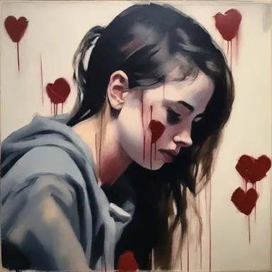 The artist beautifully captured the expression of heartbreak in their painting, showcasing the pain someone feels when their heart is broken.