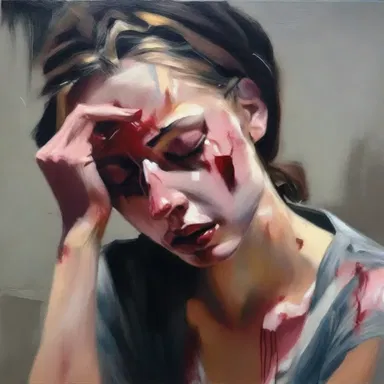 The artist beautifully captured the expression of heartbreak in their painting, showcasing the pain someone feels when their heart is broken.
