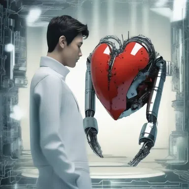 In the science fiction novel, the protagonist's heart gets broken when their android partner leaves them for another human.