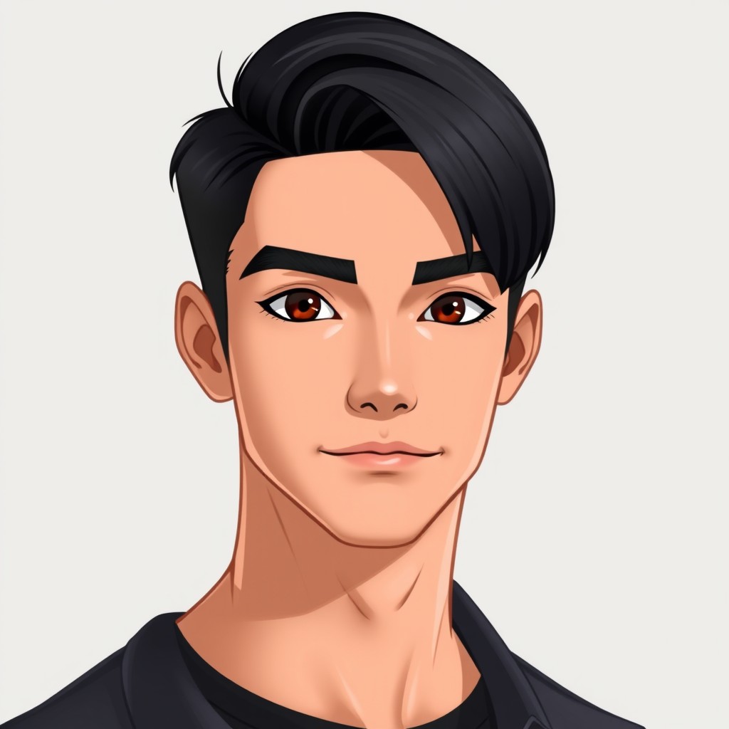 A character in a modern style, age 23, slightly taller than Simón, standing around 1