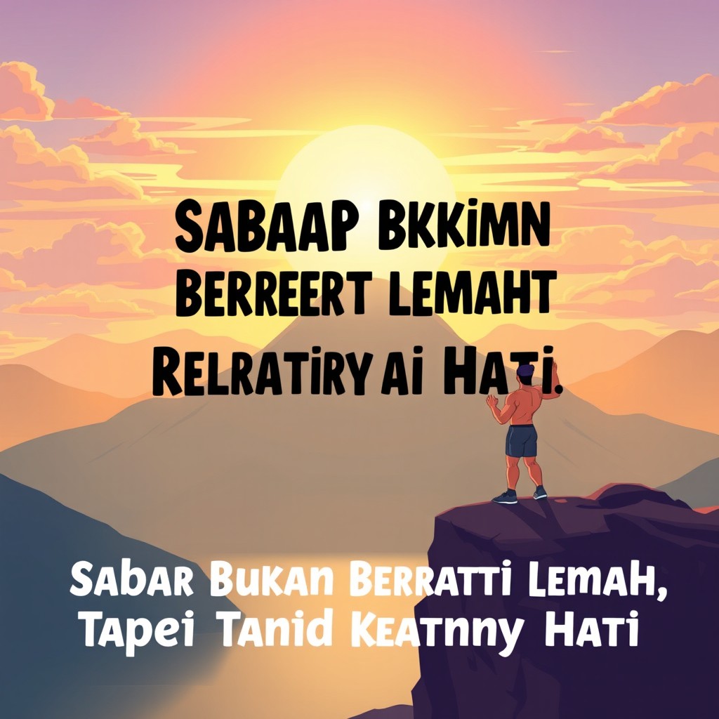 An inspiring illustration representing the phrase "Sabar Bukan Berarti Lemah, Tapi Tanda Kuatnya Hati