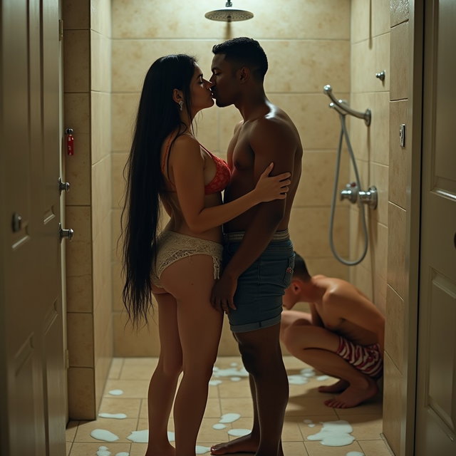 A striking image of a Mexican woman with fair skin, wide hips, a full figure, and thick legs