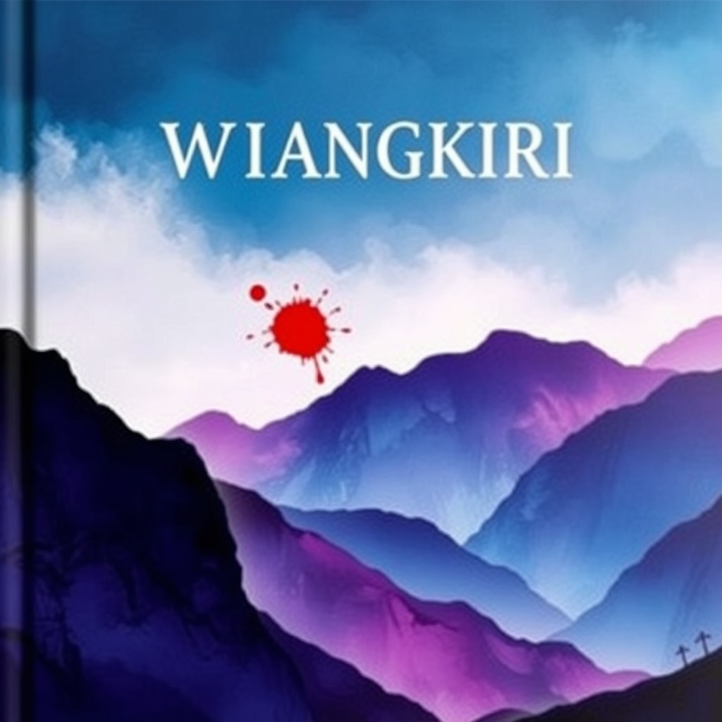 A captivating book cover for "Wiangkiri" featuring an abstract mountain landscape in the background