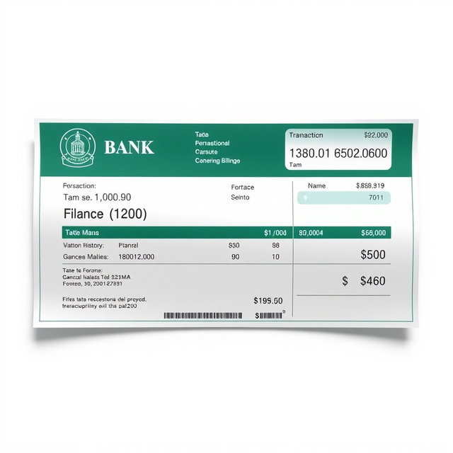 Realistic Bank Account Statement: $1 Balance