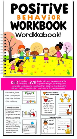 A vibrant and engaging workbook filled with positive behavior activities designed for kids
