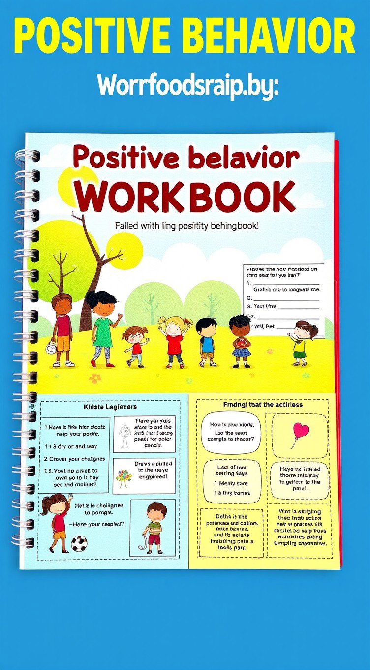 A vibrant workbook filled with positive behavior activities tailored for children