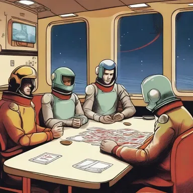 In the science fiction novel, the characters relax and play a game of euchre to pass the time during their space travels.