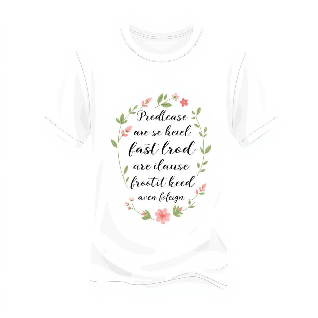 A trendy t-shirt design inspired by Pinterest aesthetics, featuring a minimalist yet stylish graphic that includes botanical elements like leaves and flowers, combined with a subtle pastel color palette