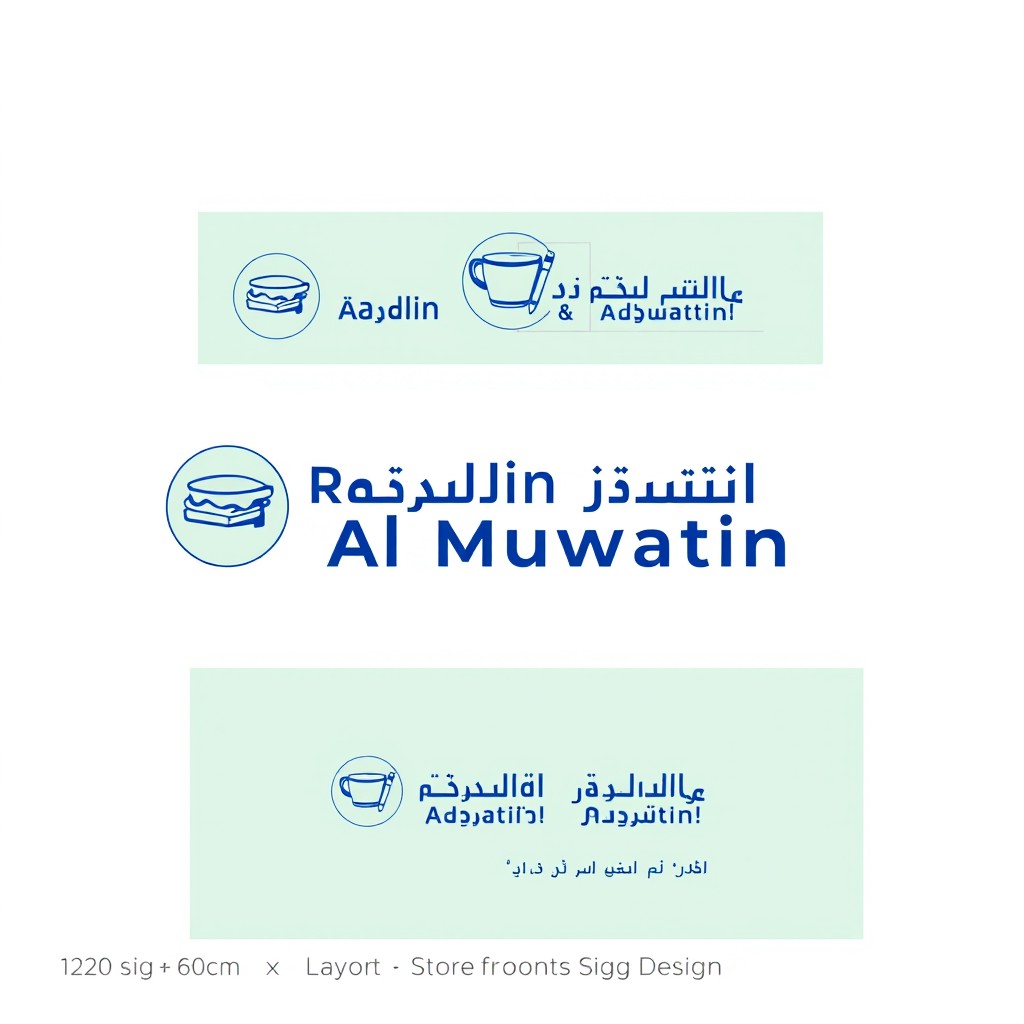 A professional visual identity design for a small shop and cafeteria named 'Rukn Al-Muwatin' (Citizen’s Corner) located in front of the Civil Registry Office in Marib, Yemen