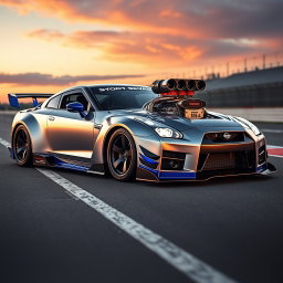 A modified Nissan V16, showcasing an aggressive and high-performance automotive design