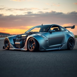 A modified Nissan V16, showcasing an aggressive and high-performance automotive design