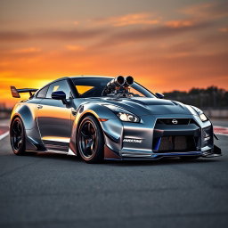 A modified Nissan V16, showcasing an aggressive and high-performance automotive design