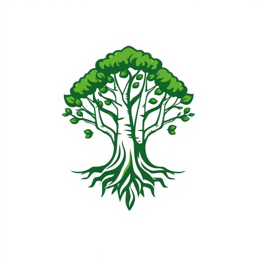 A conceptual logo design for a holding company named 'Pando', inspired by the Pando tree, symbolizing unity and interconnectedness