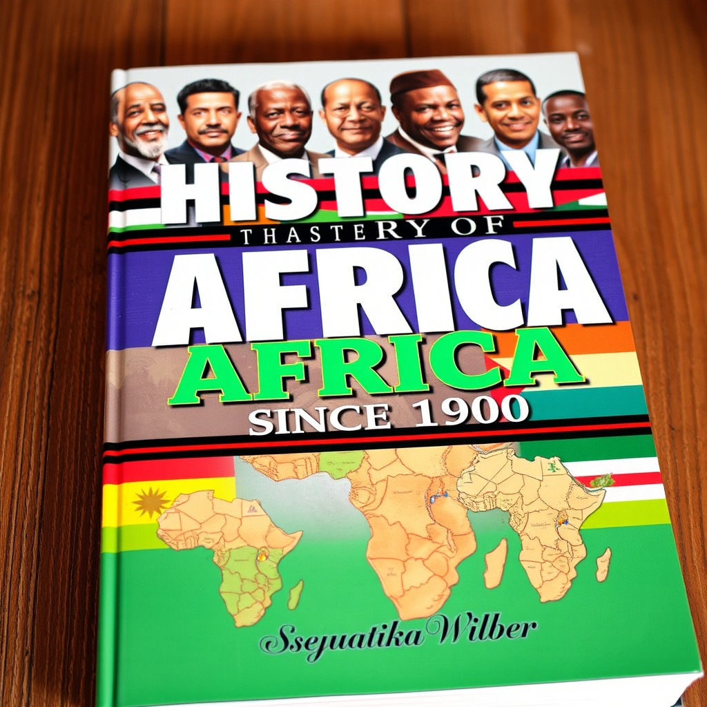A book titled 'History of Africa Since 1800' featuring a cover design that prominently displays images of great African leaders at the top, showcasing influential figures in Africa's history