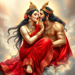 A beautiful, ethereal scene depicting a divine goddess with glowing milk-hued skin