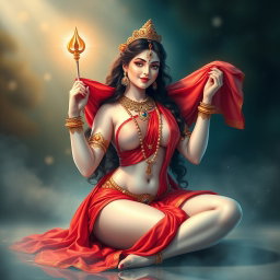 An alluring representation of a divine goddess with luminous milk-glow skin, adorned with stunning jewelry around her neck and delicate payals on her feet