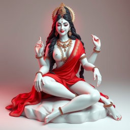 A stunning three-dimensional representation of a divine goddess with beautiful, glowing milk skin, adorned with elegant jewelry around her neck and traditional payal on her feet