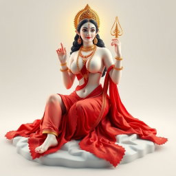 A stunning three-dimensional representation of a divine goddess with beautiful, glowing milk skin, adorned with elegant jewelry around her neck and traditional payal on her feet