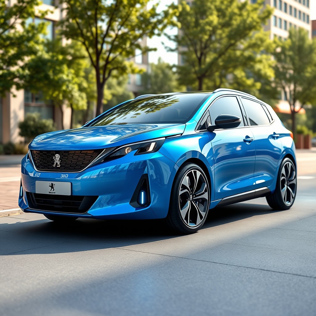 A stylish reimagined electric Peugeot 309, showcasing a modern and futuristic design