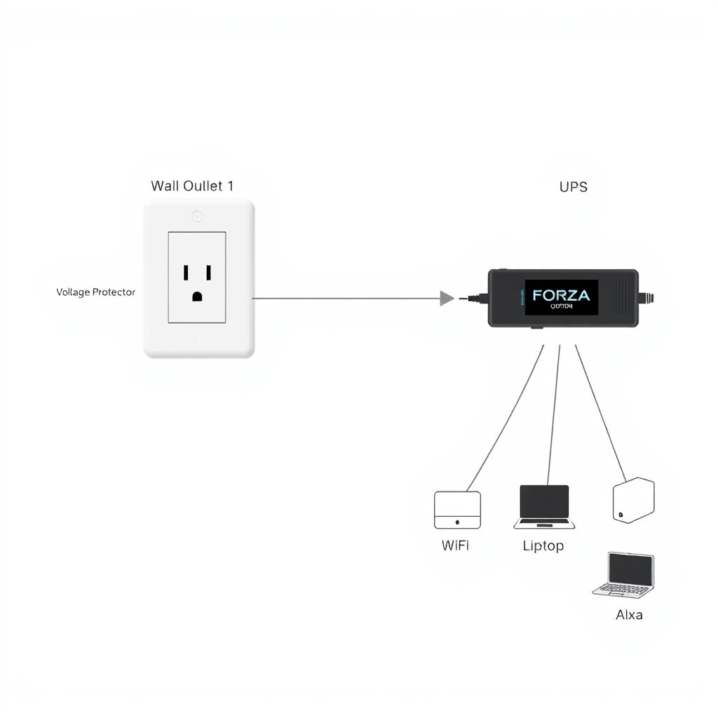 A clean and minimalistic digital wiring diagram featuring two wall sockets